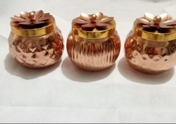 Premium Copper Lotus Lid Jars (Set of 3 – Mixed Textures)