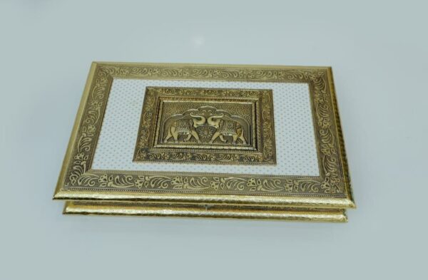 Antique Brass Elephant Embossed Decorative Box